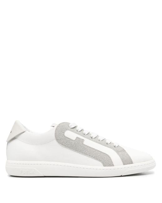 Furla White Twist Leather Sneakers