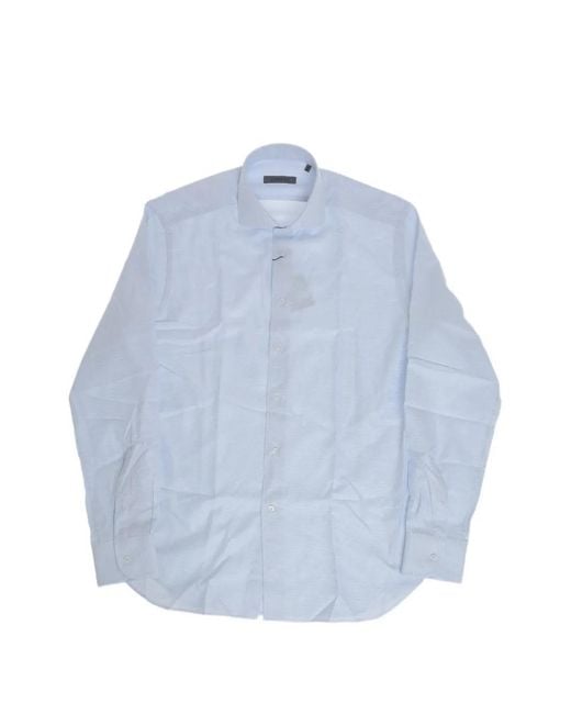 Corneliani Blue Wave-Pattern French-Collar Shirt for men