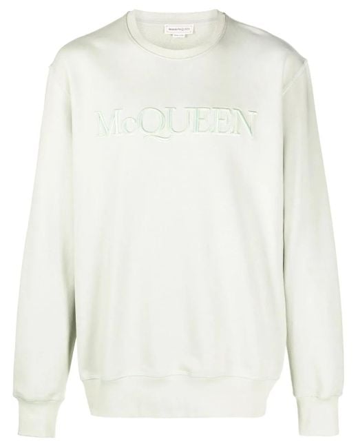 McQueen White Men's Graffiti Hooded Sweatshirt In Light Green for men