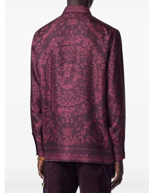 Borgoña Borgoña Camisa de seda Versace de hombre de color Red