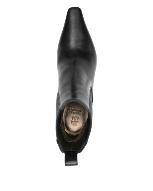 Brunello Cucinelli Black 80Mm Pointed-Toe Chelsea Boots