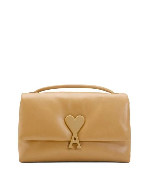 AMI Natural Voulez-Vous Leather Shoulder Bag