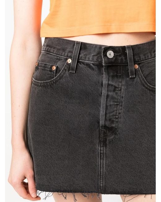 Levi's Black Logo-patch Short Denim Skirt