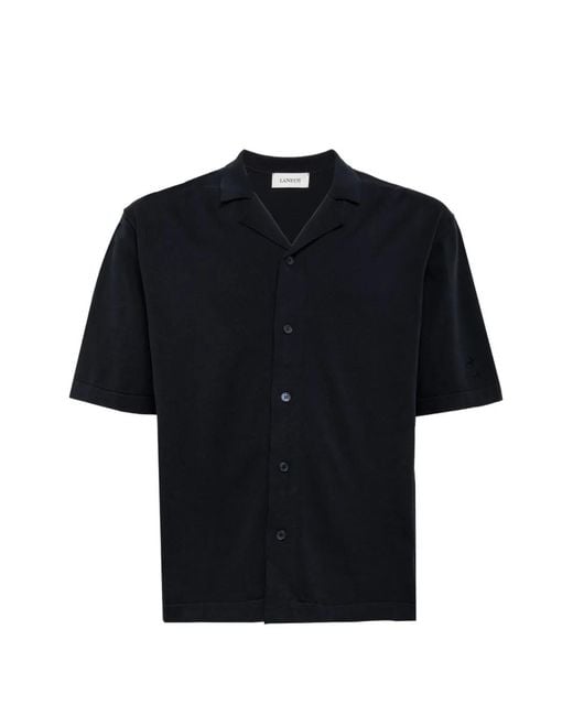 Laneus Blue Knitted Cotton Shirt for men