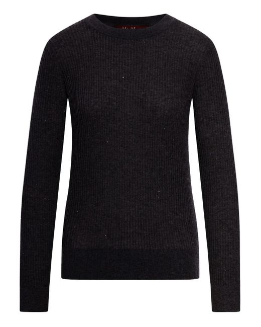 Max Mara Marabu Geribbelde Trui Verfraaid Met Pailletten in het Black