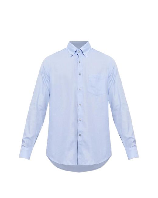 Paul & Shark Blue Button-Down Chest-Pocket Shirt for men