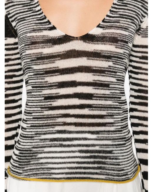 Missoni Black Striped-Pattern V-Neck Sweater