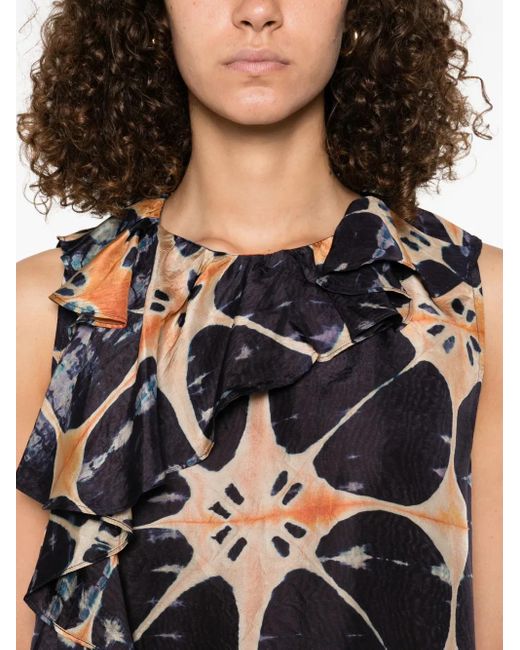 Ulla Johnson Blue Seidenbluse mit Blumen-Print