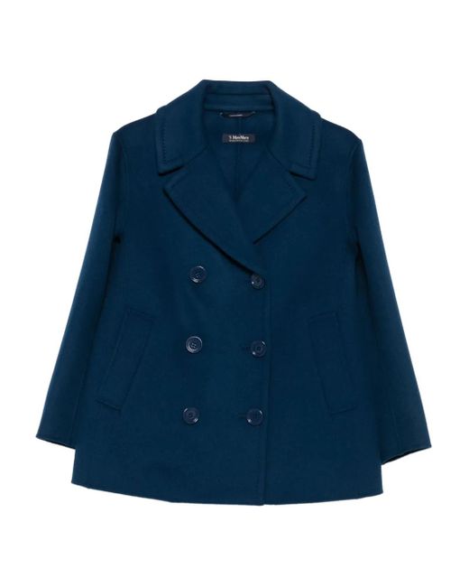 Max Mara Blue Double-Breasted Peacoat