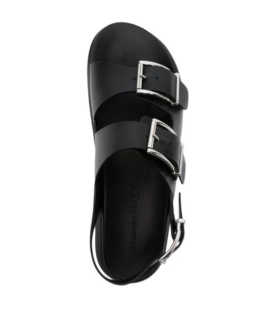Alexander McQueen Black Double Strap Sandals for men
