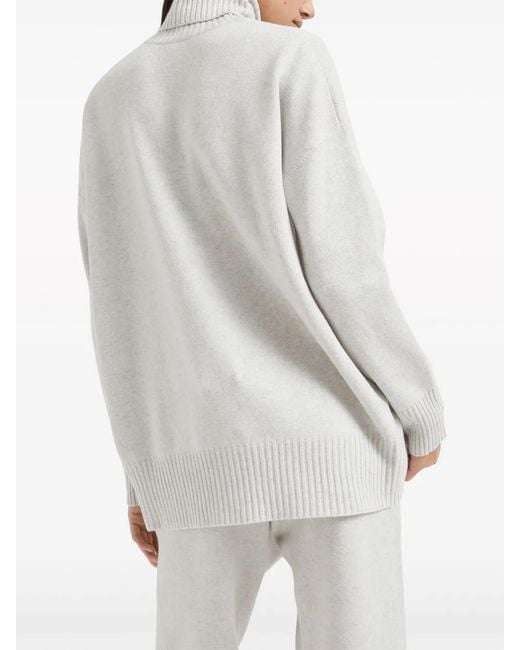 Brunello Cucinelli White High-Neck Wool And Cashmere Sweater
