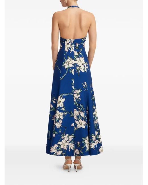 LEO LIN Blue Juliette Floral Midi Dress