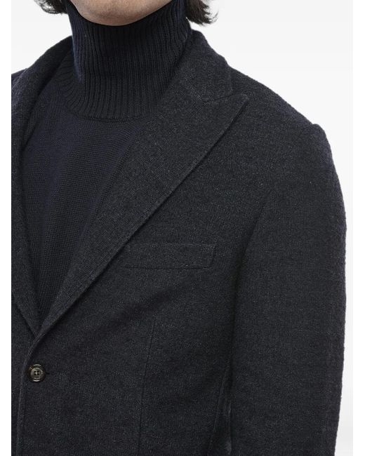 Paolo Pecora Blue Single-Breasted Notched-Lapel Blazer for men