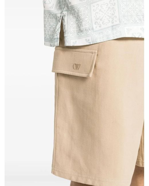 Off-White c/o Virgil Abloh Natural Logo-Embroidered Cargo Shorts for men