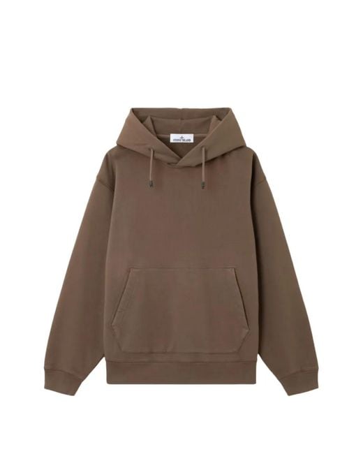 Stone Island Brown Graphic-Print Hoodie for men