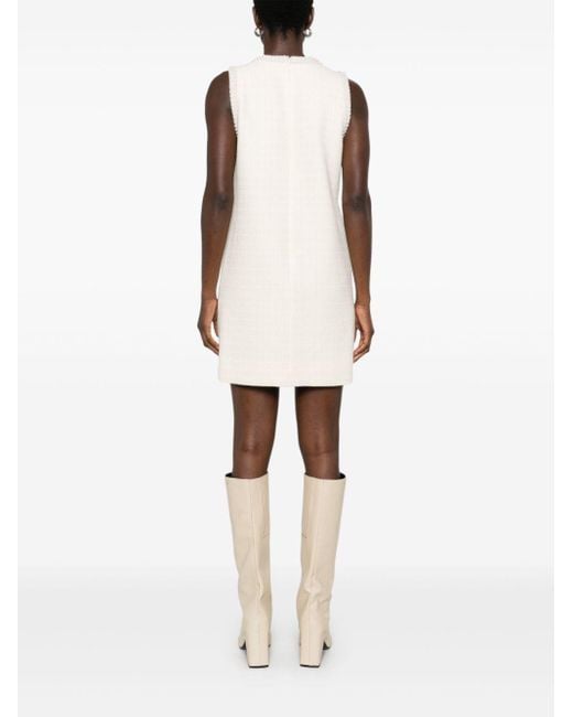 Sandro White Pearl-Embellished Mini Dress