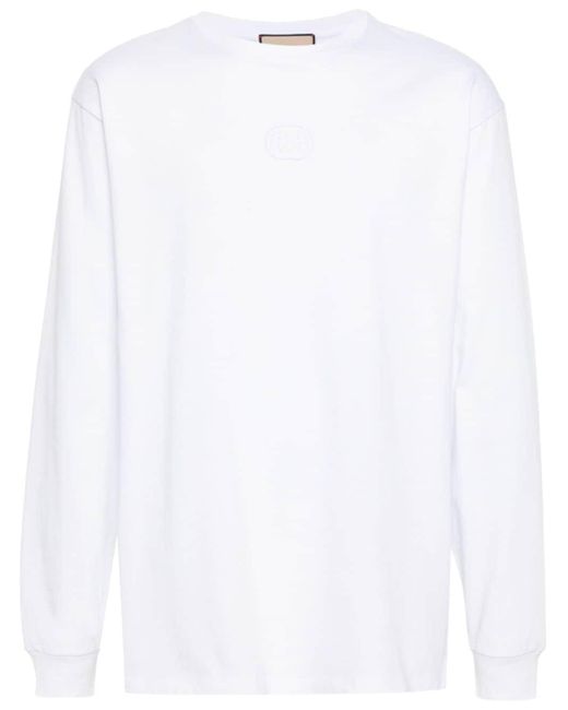 T-shirt en coton à patch Interlocking G Gucci pour homme en coloris White