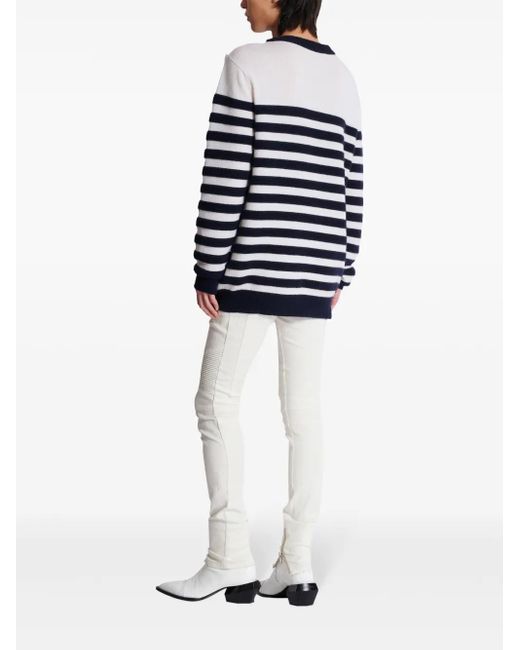 メンズ Balmain ボタンディテール カシミアセーター Blue