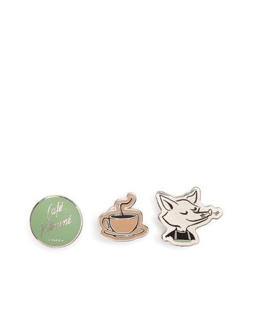 Café Kitsuné White Dressed Fox Pins (set Of Three)