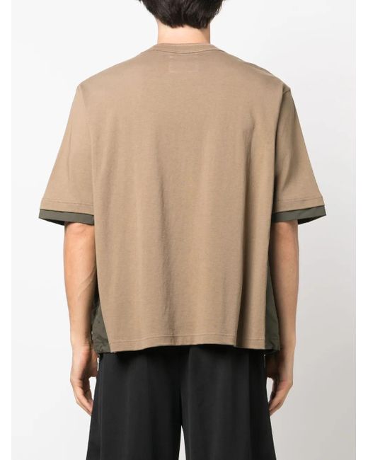 Sacai Natural Colour-Block Cotton T-Shirt for men