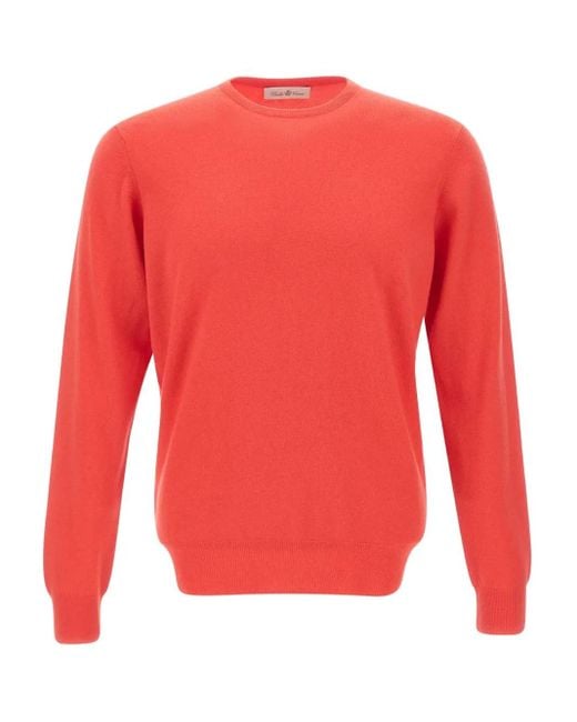 Della Ciana Gerippter Pullover mit rundem Ausschnitt in Red für Herren