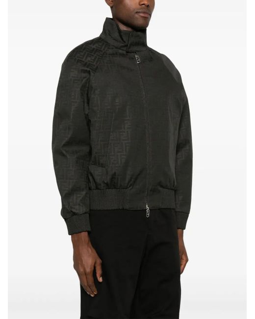 Fendi Black Ff-Jacquard Bomber Jacket for men