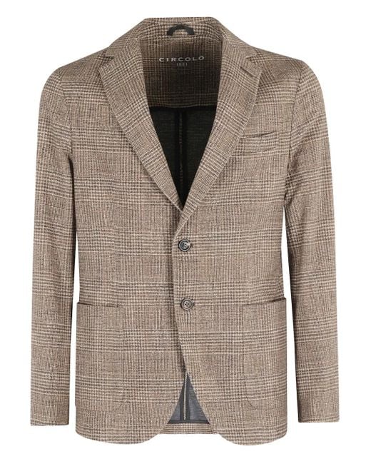 Circolo 1901 Brown Checked Two-Button Blazer for men