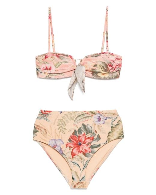 Zimmermann Pink Coco Scarf Tie Bikini