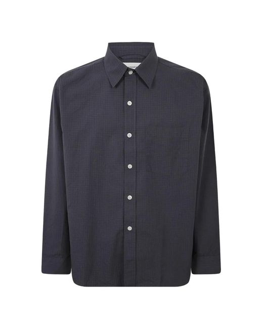 mfpen Blue Micro-Check Pocket Shirt for men