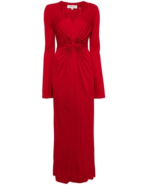 Diane von Furstenberg Lauren Ruched-detail Maxi Dress Red