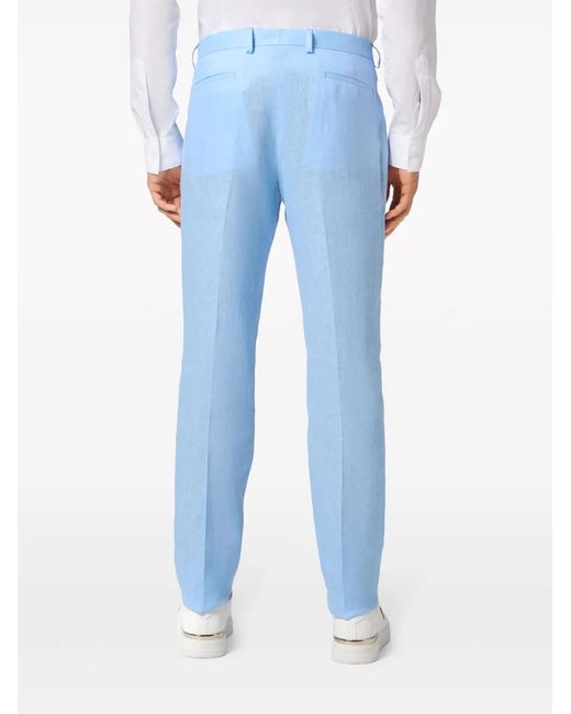 Philipp Plein Blue Linen Tailored Trousers for men