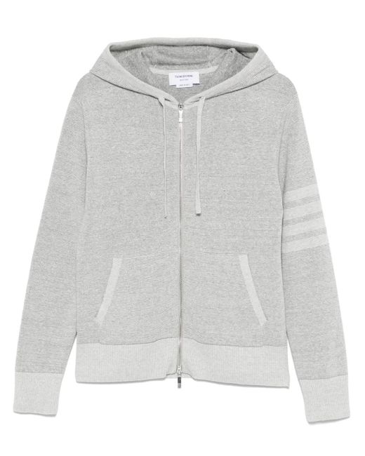 Thom Browne Gray 4-Bar Stripe Zip-Up Hoodie for men