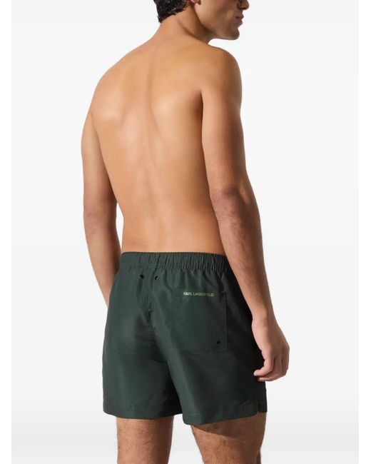 Karl Lagerfeld Green Logo-Print Swim Shorts for men