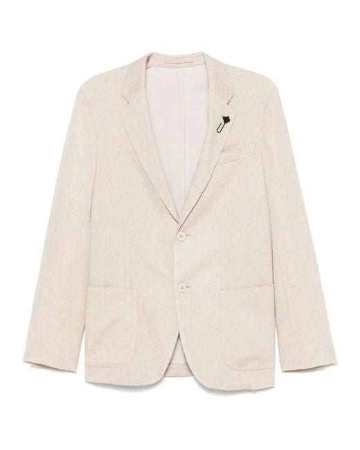 Lardini Natural Brooch-Detail Blazer for men