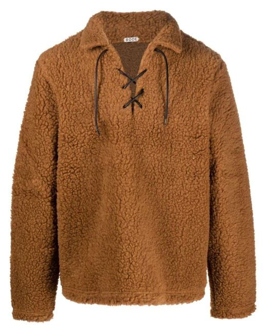 Bode Brown Wool-blend Lace-up Sweatshirt for men