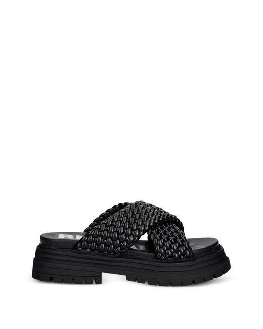 Buffalo Black Lennox Cross Braided Crossover-Strap Sandals