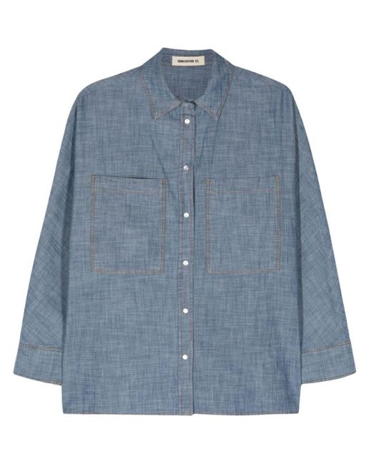 Semicouture Blue Classic-collar Chambray Shirt