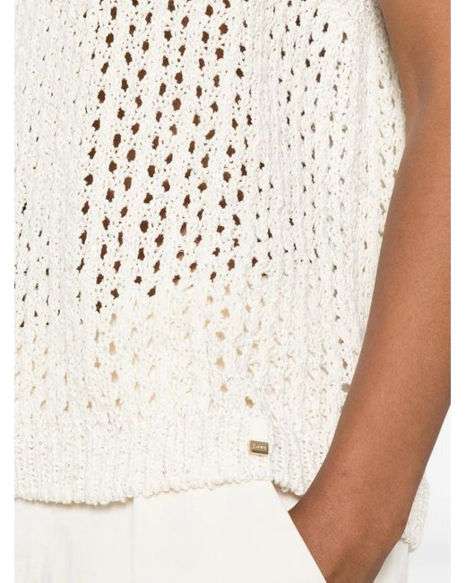 Herno White Open-Stitch Knitted Top