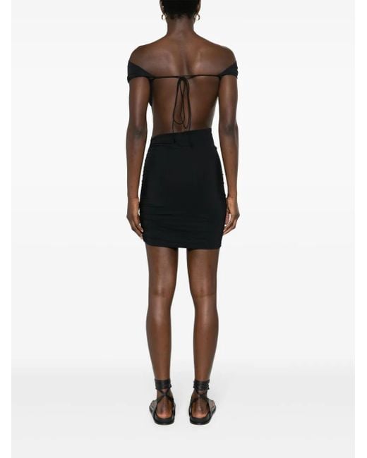 Amazuìn Black Ester Cowl-Neck Minidress