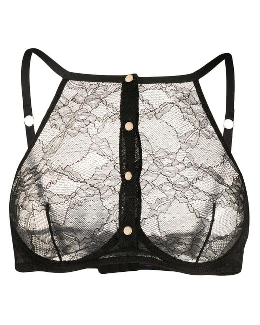 Sujetador de encaje con botones Maison Close de color Black