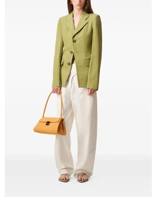 AMI Green New Wool Single Breasted Fitted Jacket