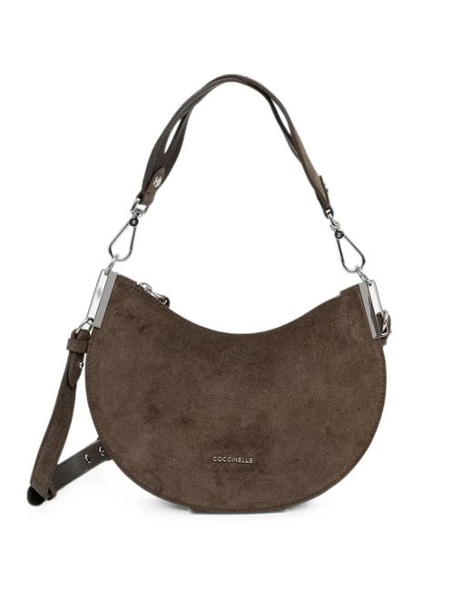 Coccinelle Brown Small Sunup Crescent Shoulder Bag