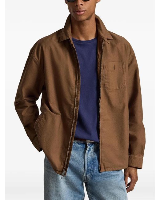 Polo Ralph Lauren Brown Surchemise Zippée À Logo Pony Brodé for men