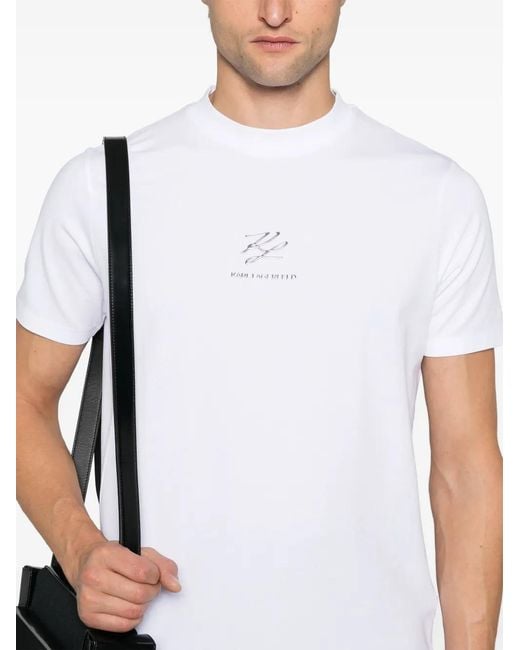 Karl Lagerfeld White Crew-Neck T-Shirt for men
