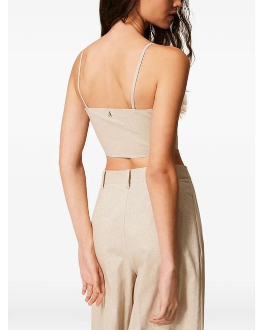 Twinset Natural Linen Blend Top With Lurex