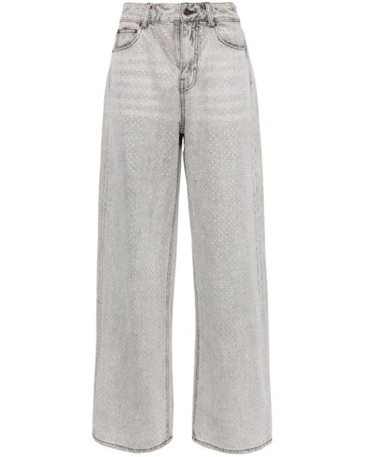 JNBY Gray Rhinestone-embellished Cotton Jeans