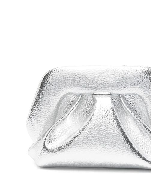 THEMOIRÈ White Magnetic-Fastening Clutch Bag