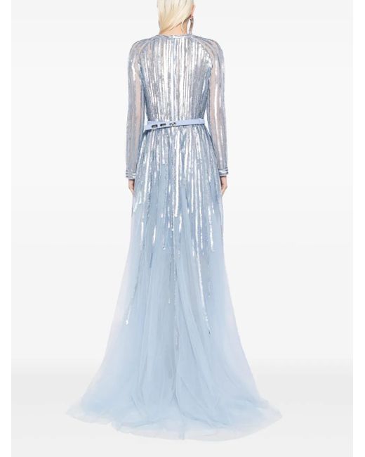 Abito Lungo Con Paillettes di Saiid Kobeisy in Blue