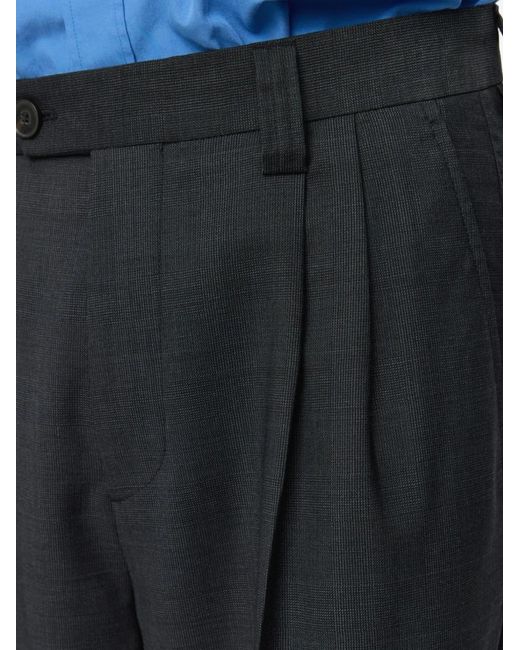 mfpen Blue Check Pleated Trousers for men