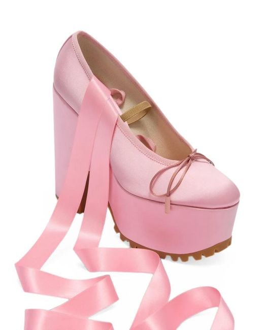 Moschino Pink Platform Lace-Up Pumps